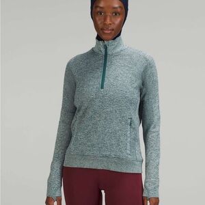 LULULEMON Engineered Warmth Dark Green & Gray Half-Zip Pullover Top Sweatshirt